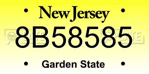8B58585 New Jersey License Plate