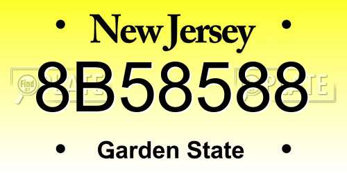8B58588 New Jersey License Plate