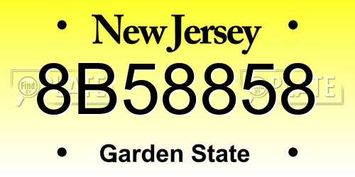 8B58858 New Jersey License Plate