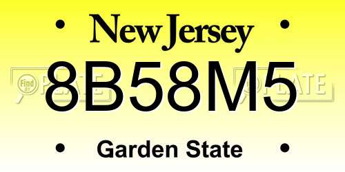 8B58M5 New Jersey License Plate