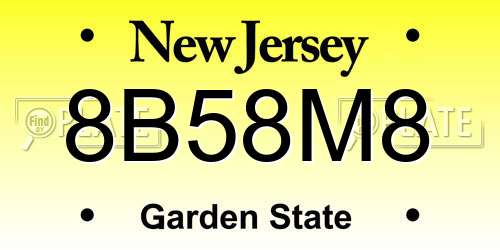 8B58M8 New Jersey License Plate