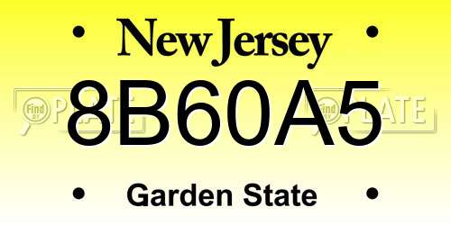 8B60A5 New Jersey License Plate