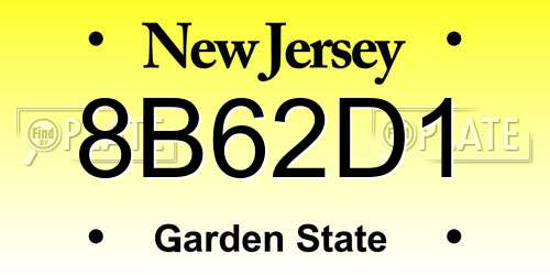 8B62D1 New Jersey License Plate
