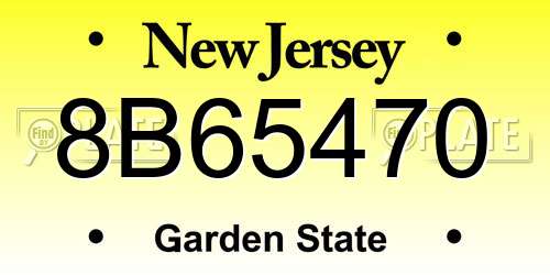 8B65470 New Jersey License Plate