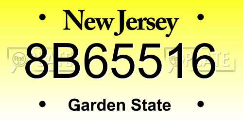 8B65516 New Jersey License Plate
