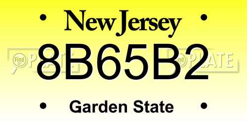 8B65B2 New Jersey License Plate