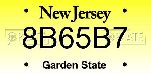 8B65B7 New Jersey License Plate