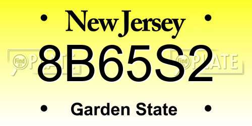 8B65S2 New Jersey License Plate