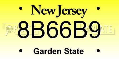 8B66B9 New Jersey License Plate