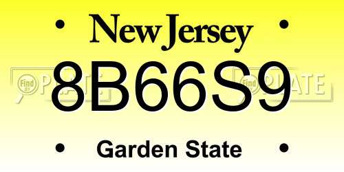 8B66S9 New Jersey License Plate