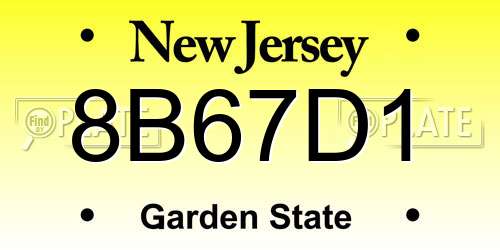 8B67D1 New Jersey License Plate