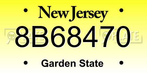 8B68470 New Jersey License Plate