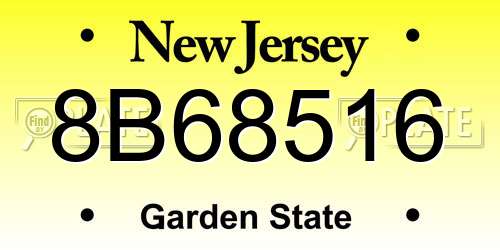 8B68516 New Jersey License Plate