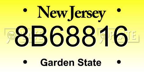 8B68816 New Jersey License Plate