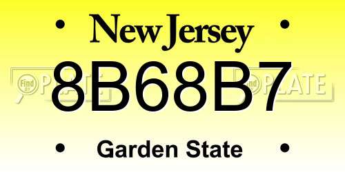 8B68B7 New Jersey License Plate