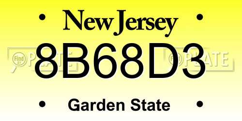 8B68D3 New Jersey License Plate