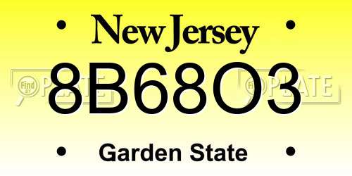 8B68O3 New Jersey License Plate