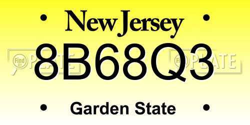 8B68Q3 New Jersey License Plate