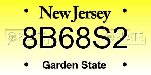 8B68S2 New Jersey License Plate