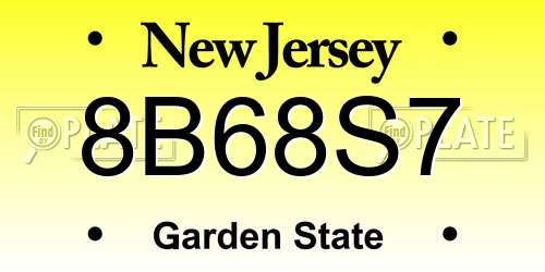 8B68S7 New Jersey License Plate