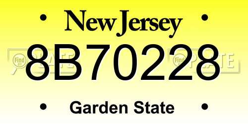 8B70228 New Jersey License Plate