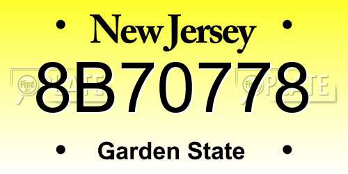 8B70778 New Jersey License Plate