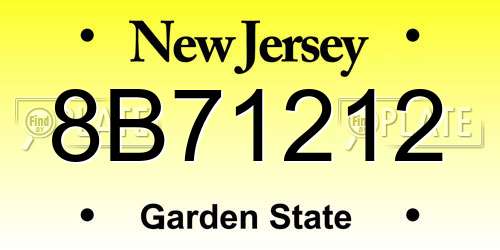 8B71212 New Jersey License Plate