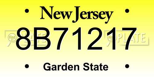 8B71217 New Jersey License Plate