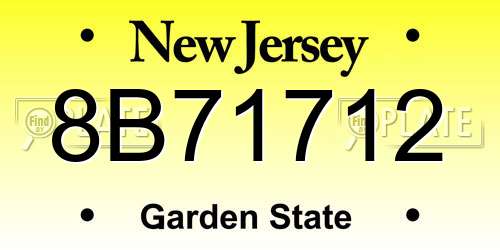8B71712 New Jersey License Plate