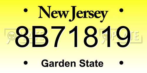 8B71819 New Jersey License Plate