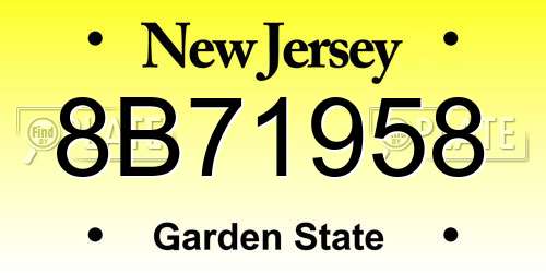 8B71958 New Jersey License Plate