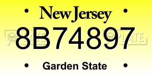 8B74897 New Jersey License Plate
