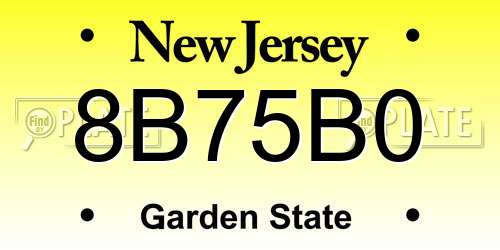 8B75B0 New Jersey License Plate