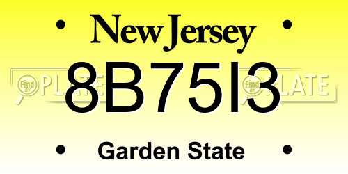 8B75I3 New Jersey License Plate