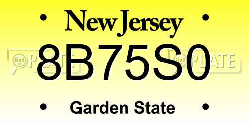 8B75S0 New Jersey License Plate