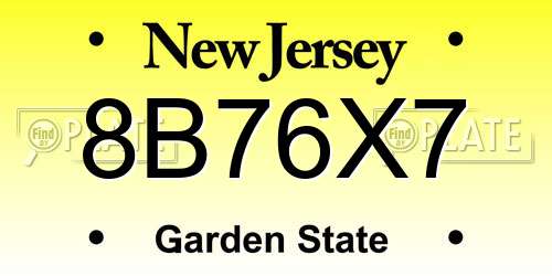 8B76X7 New Jersey License Plate