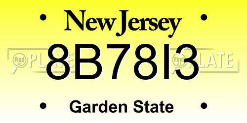8B78I3 New Jersey License Plate