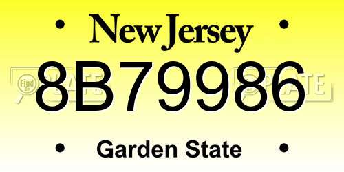 8B79986 New Jersey License Plate