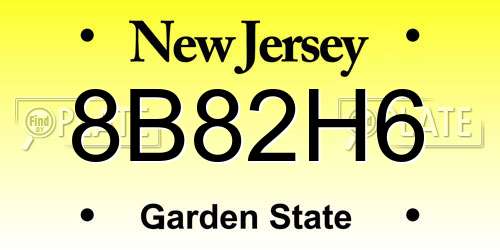 8B82H6 New Jersey License Plate