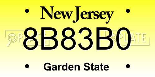 8B83B0 New Jersey License Plate