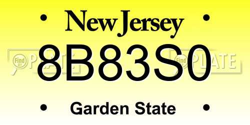 8B83S0 New Jersey License Plate