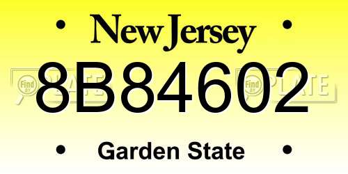 8B84602 New Jersey License Plate