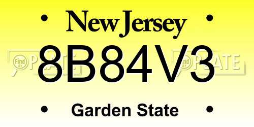 8B84V3 New Jersey License Plate