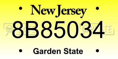 8B85034 New Jersey License Plate