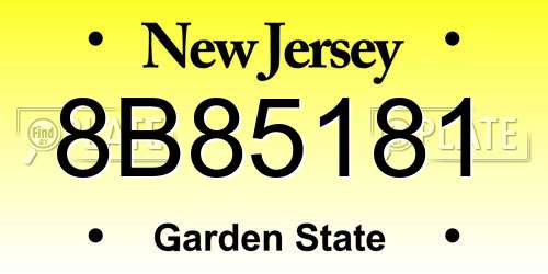 8B85181 New Jersey License Plate