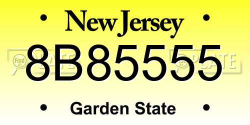 8B85555 New Jersey License Plate