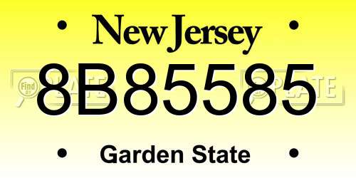 8B85585 New Jersey License Plate