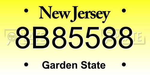 8B85588 New Jersey License Plate