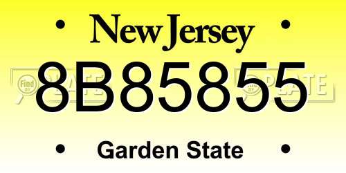 8B85855 New Jersey License Plate