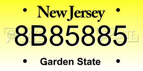 8B85885 New Jersey License Plate